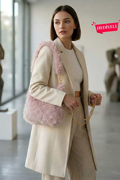 VivazzaLuxe Vintage Peluş Kürk Model Sonbahar, Kış Tote Bag Kadın El, Omuz, Ç...