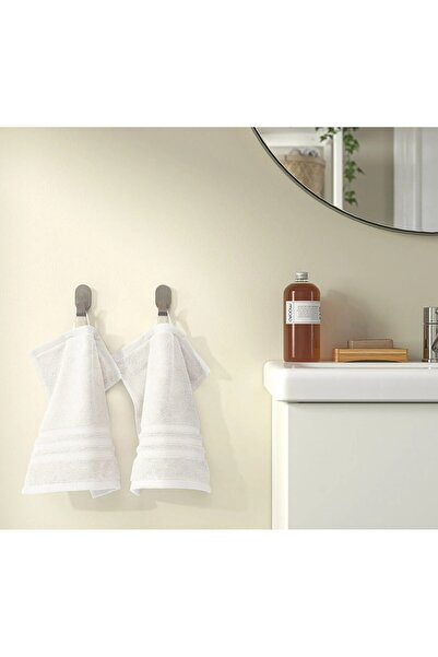 IKEA 3 Adet Çizgili Havlu 30x30 Cm Askılı Banyo Havlusu Beyaz Renk El Yüz Hav...