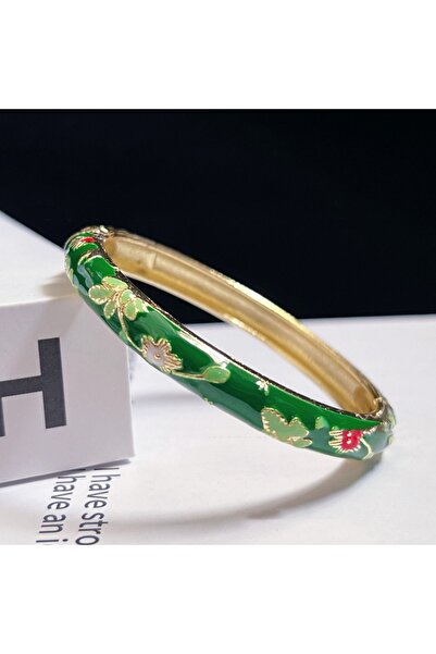 Choice14 58-60mm Gold-color Enamel Chinese Cloisonne Bracelet Double Bangle T...