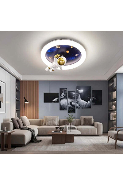 OEM Lustra LED ASTRONAUT cu telecomanda, 51W, lumina Rece/Calda/Neutra, Alb A...