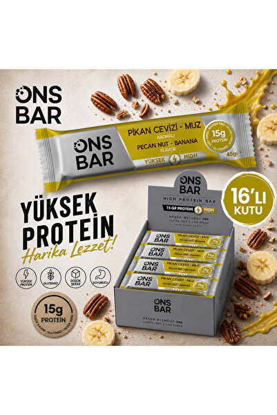 OnsBar High Protein Bar ONSBAR Pikan Cevizi - Muz Aromalı Yüksek Protein Bar ...