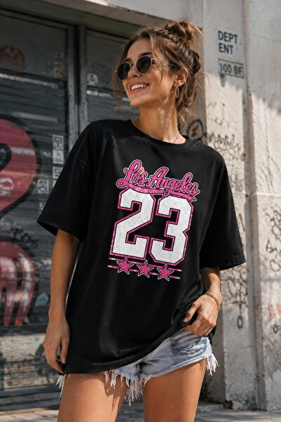 Lizbon Style Γυναικείο μπλουζάκι Oversize 100% βαμβακερό Los Angeles 23 με στ...