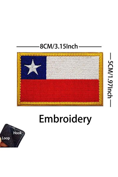 choice2 03-Yellow Edage Chile Flag Clothes Applique Embroidered Patches Tacti...