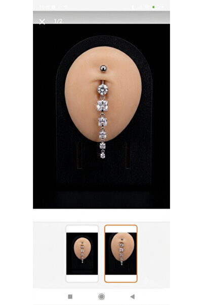 AyçaSilver Üstün kaliteli Cerrahi çelik, Altı taş göbek piercing