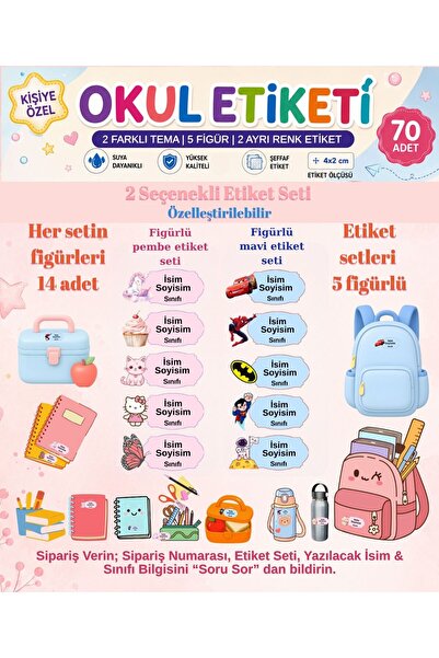 Seçkin Trend Kişiye Özel, Okul Etiketi, Şeffaf Suya Dayanıklı Öğrenci İsim Sı...