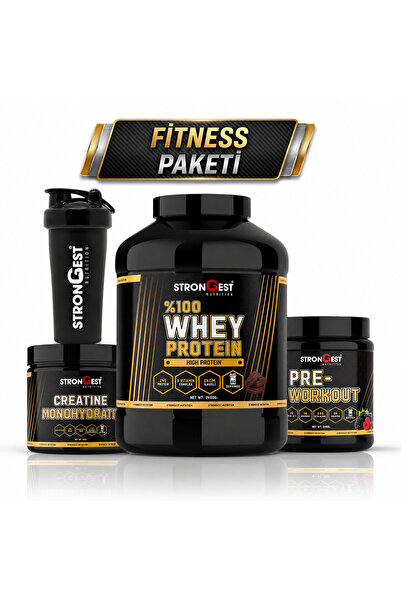STRONGEST XXL Fitness Paketi, Çikolata Whey Protein, Creatin, Preworkout Ve S...
