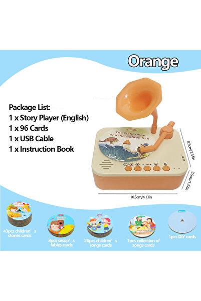 Choice 1PCS - Orange Kids Story Player Gramophone Music Toy with 93 Cards for...