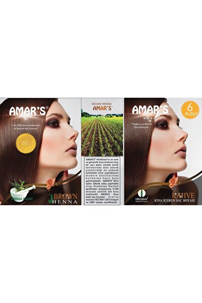 Henna Orijinal Hint Kınası içeren Saç Boyası 6’lı 10g Paket Kahve renk- 2 KUTU