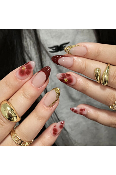 Choice5 5 24Pcs French Tip Flower Nails Polka Dot Press on Nails Short Almond...