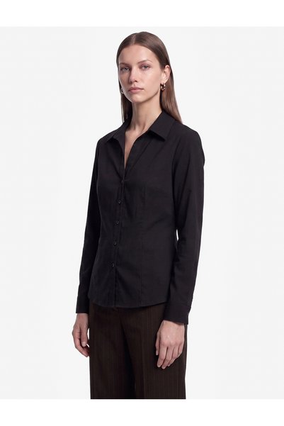 Koton Cămașă din poplin cu mânecă lungă, croială slim, cu nasturi și guler clasic