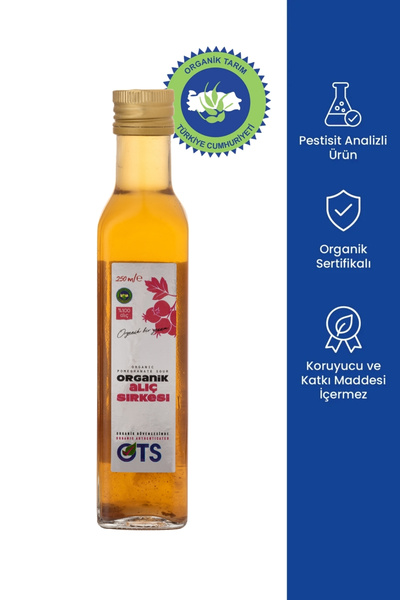 OTS Organik Alıç Sirkesi 250 ml (Organik Sertifikalı, Pestisit Analizli)