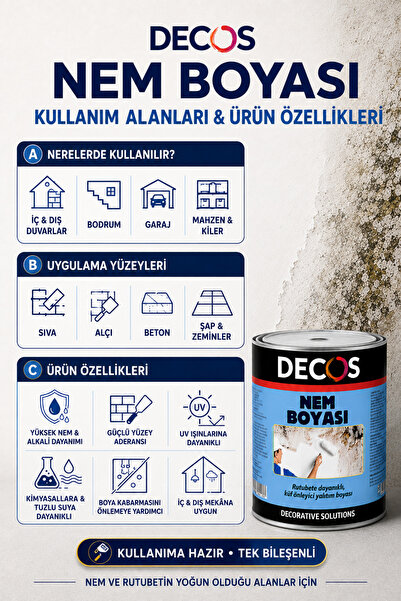 DECOS Nem Boyasi - Rutubet ve Küf Önleyici Yalıtım Boyası
