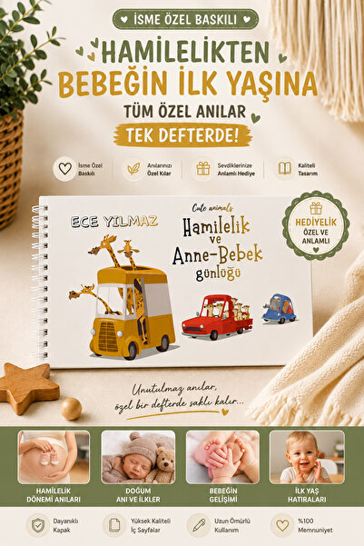 Lodos İSME ÖZEL Hamilelikten Bebeğin İlk Yaşına Tüm Anılarınız Tek Defterde (...