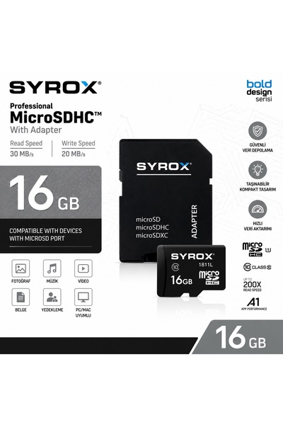 Syrox 16GB MİCRO SD KART (HAFIZA KARTI)