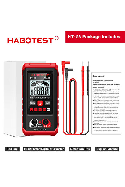 Choice HT123 HABOTEST HT123 Smart Digital Multimeter AC/DC Voltage Resistance...