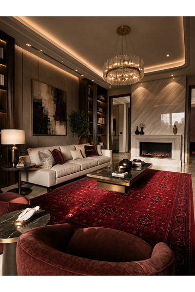 Kalesta Halı Historic 960 Red Afgan Desenli El Emeği Ile Özel Tezgahlarda Üre...