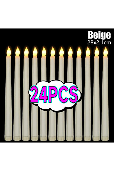 Choice7 Beige 24pcs 3D Taper Long-pole Candles Lights LED Flameless Pointed C...