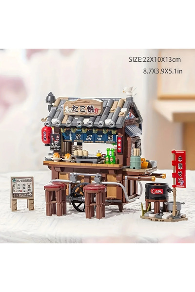 Choice 1252 New Style Food Stall Braised Octopus Restaurant Mini Building Blocks