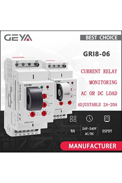 Choice GRI8-06A ACCurrent GEYA GRI8-06 DC Current Sensor Relay 18mm Width 2CO...