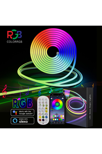 aiopp 3m EU charger Bluetooth LED Neon Strip Light ,3/5m Smart LED WIFI APP R...