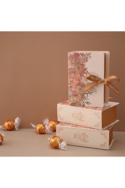 Choice3 13cmx4.5cmx9cm 5pcs champagne 5pcs Book Shape Gift Box with Ribbon Pa...