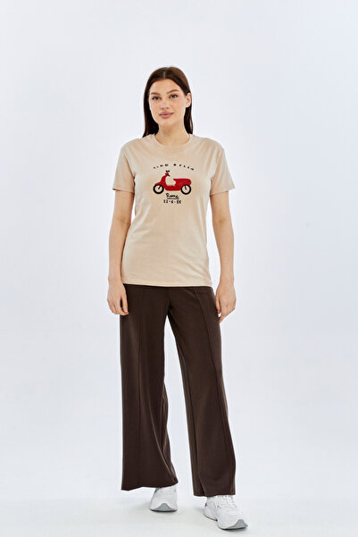 trender Bella O Neck Relaxed Fit Women's T-Shirt Cıao Taş