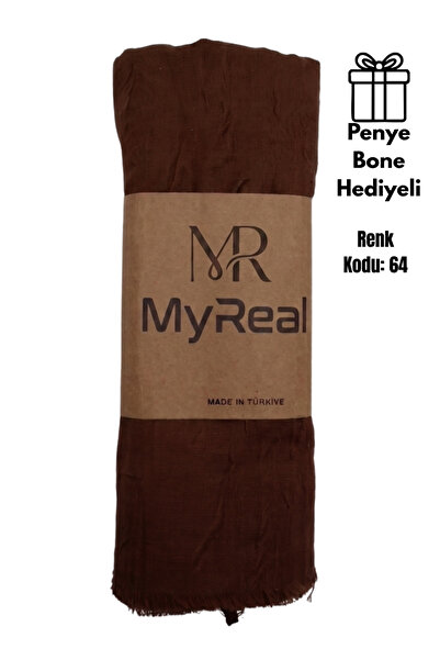 MyReal Bamboo Kraş Shawl Dark Brown - Non-Ironing Natural Texture (90X200 cm)
