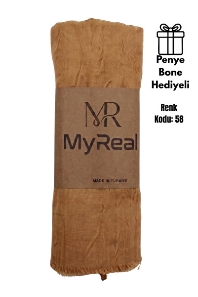 MyReal Bamboo Kraş Shawl Salmon Beige - Non-Ironing Natural Texture (90X200 cm)