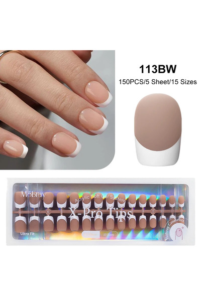 Choice3 Q57512-2 150/160pcs French Press On Gel Nail Tips Set Nude Pink Balle...