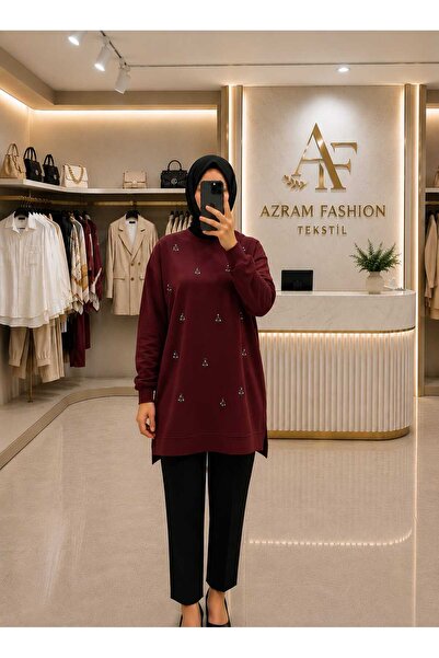 Azram Fashion Kadın damla desenli bisiklet yaka tunik