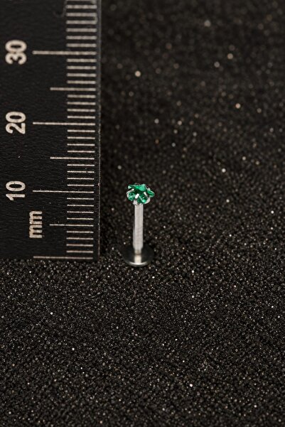 Zirkon Yıldız Yeşil 316l Cerahi Çelik Labret Piercing
