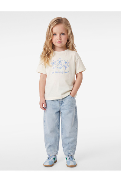 Koton Cotton Pack Short Sleeve Crew Neck T-Shirt with Floral Embroidery Detail