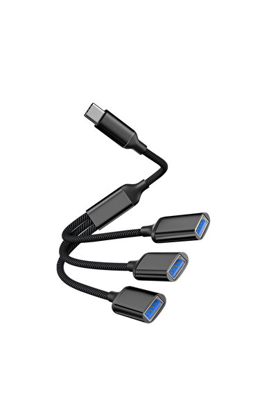 Choice3 موزع USB-C أسود 3 في 1 متعدد المنافذ لنقل البيانات