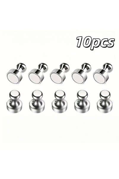 Choice Light Grey 10pcs Silver Magnetic Push Pins | Strong Round Fridge & Whi...