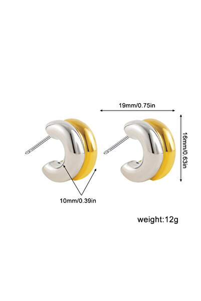 Choice G-S Minimalist Double Layer C-shaped Hoop Stainless Steel Post Earring...