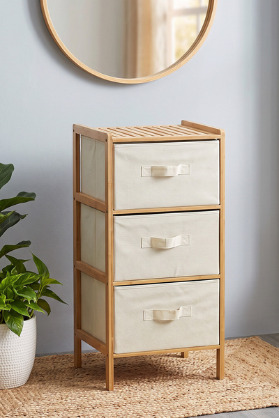 Digithome Bambu 3 Çekmeceli Dolap Organizer Çok Amaçlı Düzenleyici Şifonyer D...