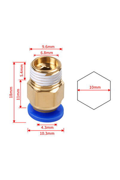 Choice1 PC4-01 M10 1.75mm 10pcs 3d Printer Accessories PC4-M6 PC4-M10 Male St...