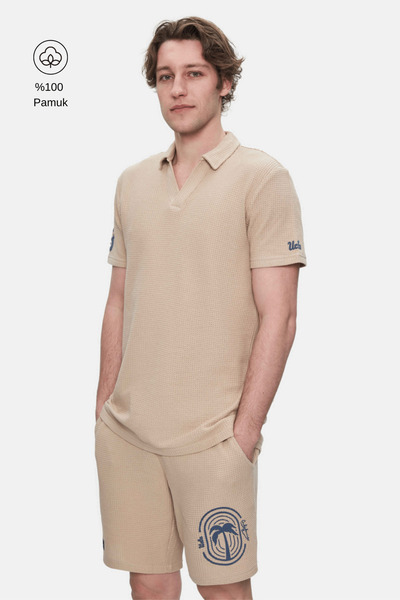 UCLA Tricou pentru bărbați cu guler polo maro Russel