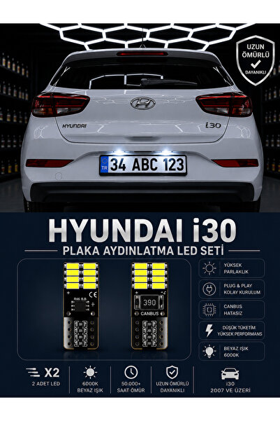 TVS Hyundai i30 Plaka Aydınlatma Seti Beyaz Özel COB LED