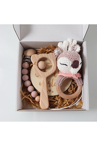 Choice4 plum 4pcs Newborn Gift Set - Baby Crochet Rattle Pacifier Clip, Teeth...