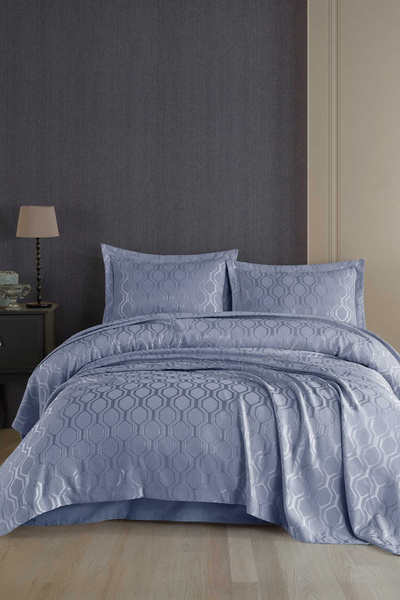Elart Andrea Bedspread Set Single Size Chenille Fabric Blue