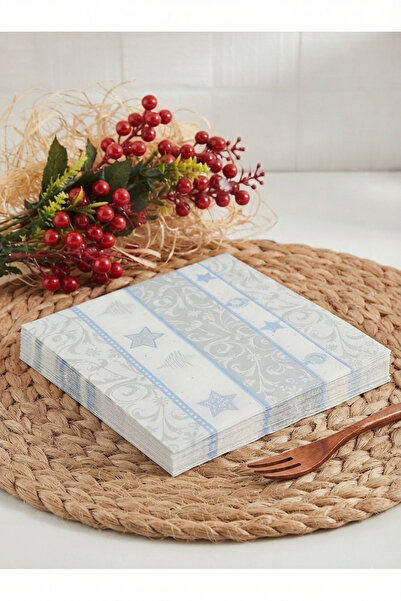 Deniz Party Store Christmas Napkin BLUE WHITE STAR Large Size Paper Napkin 20...