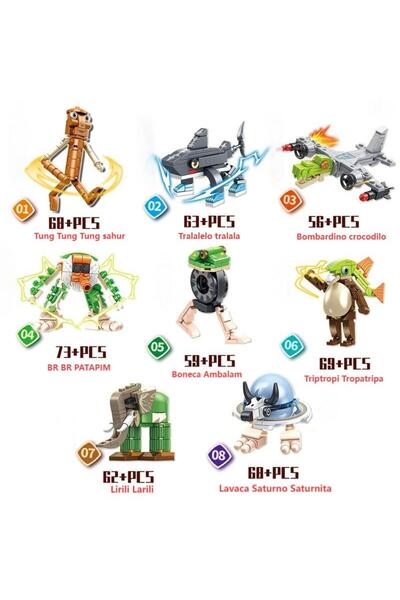 Choice no box Tung Tung Sahur Building Blocks Tralalero Tralala Meme Figurine...
