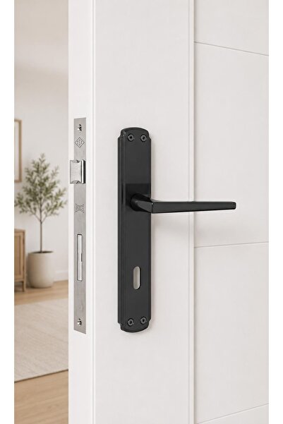 İSTANBUL DOOR HANDLES Tokyo Mat Siyah Aynalı Oda Kapı Kolu 1 Takım