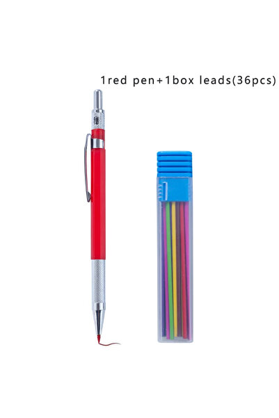 Choice Red Set 2.0MM Metal Mechanical Pencil with Lead Art Drawing Design Aut...