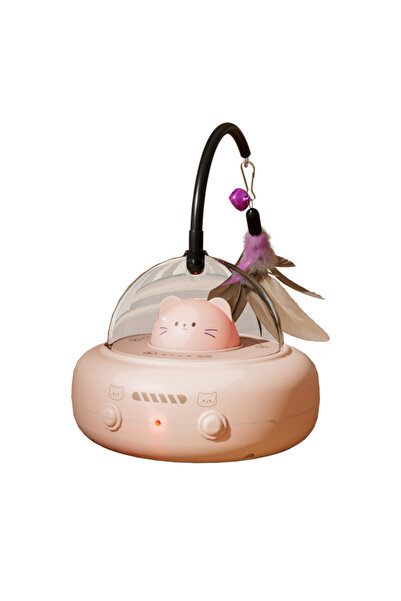 Choice1 Pink Electric Smart Teaser Cat Toy UFO Cat Teaser Stick With Bell Tra...