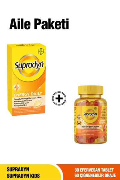 Supradyn Aile Paketi: Energy Daily ve Kids Multivitamin Seti - 30 Efervesan T...