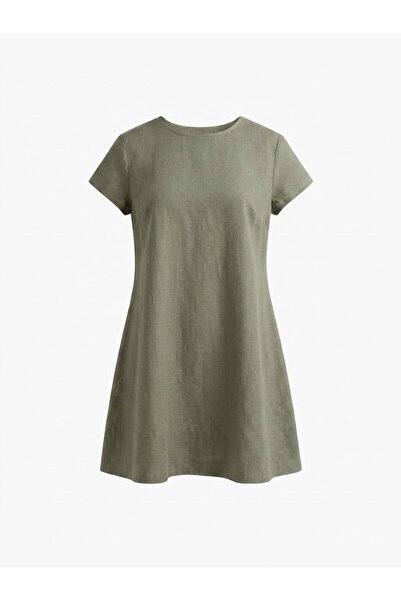 Bade Butik Khaki Pocketed Linen Dress