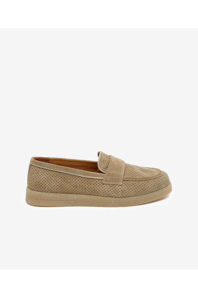 Greyder Kadın Bej Hakiki Deri Loafer Ayakkabı 5Y2CA34380
