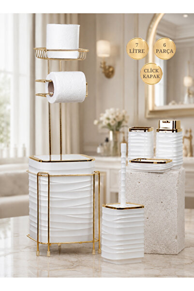 Store Hgy Home Gold Redundant Wc Paper Holder and Wave Patterned Off-White 6 ...